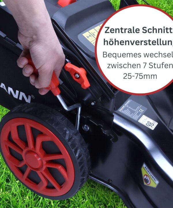 Stahlmann Benzinrasenmäher Rasenmäher Benzin mit Antrieb BR460 – 5,4PS (4,0kW) 170ccm mit Antrieb, 46 cm Schnittbreite, 46cm Schnittbreite, Mulchen, EasyClean, Große Räder, 60L Korb - Image 6