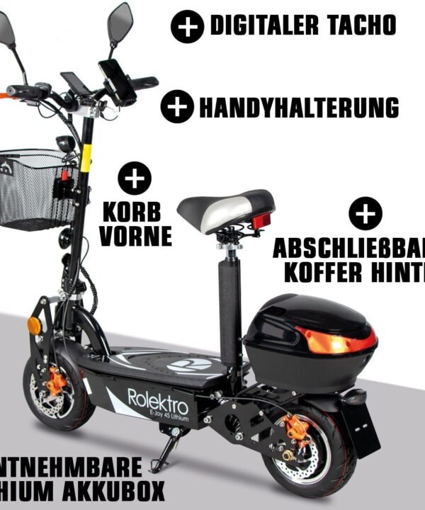 Rolektro E-Motorroller Rolektro E-Joy 45 Lithium, 1000 W, 45 km/h, bis zu 50 km Reichweite, mit USB-Anschluss - Image 5