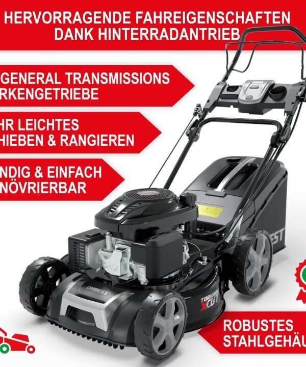 Onbest Benzinrasenmäher mit Antrieb Tornado X-Cut 5in1 Doppelmesser, 51 cm Schnittbreite, 6,5 PS, Mulchkit, Sograd-Lüfterrad - Image 6