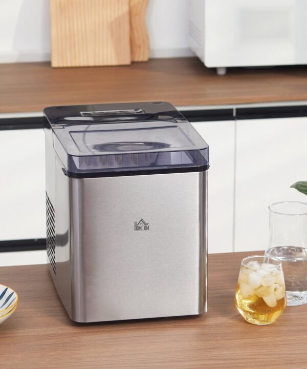 HOMCOM Eiswürfelmaschine Eiswürfelbereiter, 5 kg/24h 1,6 L, Ice Maker mit 2,1 L Wassertank, BxLxH: 37,5x25,2x31,2 cm, Schwarz - Image 2