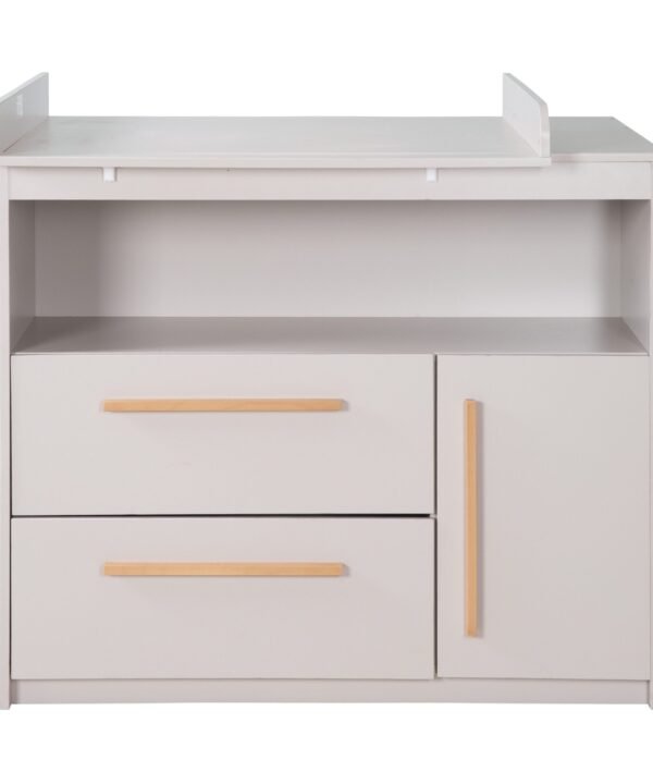 roba® Babymöbel-Set Lea - modernes schlichtes Babyzimmer Set aus Holz, (2-teiliges Set, Wickelkommode & Babybett 70 x 140 cm höhenverstellbar, Schlupfsprossen), Modernes Kinderzimmer mit Griffen aus Massivholz- Beige / Grau - Image 9