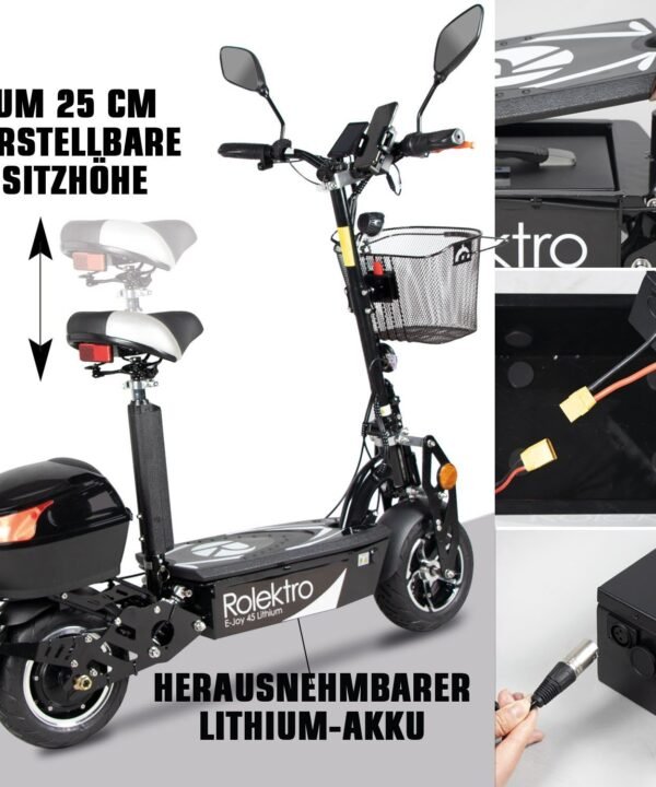 Rolektro E-Motorroller Rolektro E-Joy 45 Lithium, 1000 W, 45 km/h, bis zu 50 km Reichweite, mit USB-Anschluss - Image 4