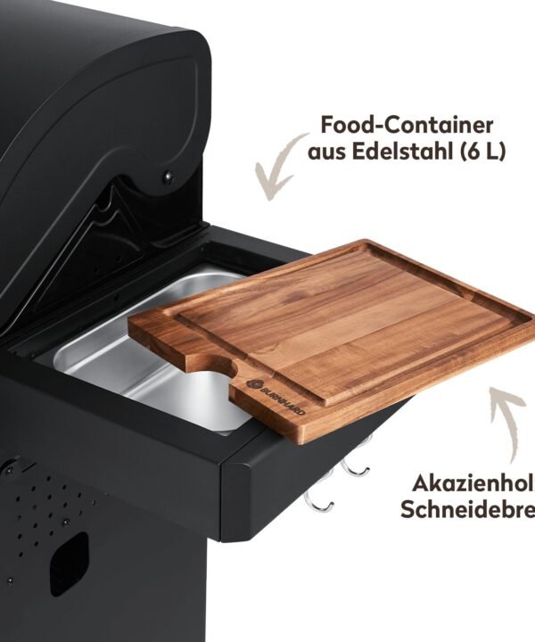 BURNHARD Gasgrill Fred Jr., 2-Brenner, 900 Grad Infrarot-Keramikbrenner, Series 3, 10,5 kW, Gusseisenrost - Black Series, Pulverbeschichteter Stahl - Image 6