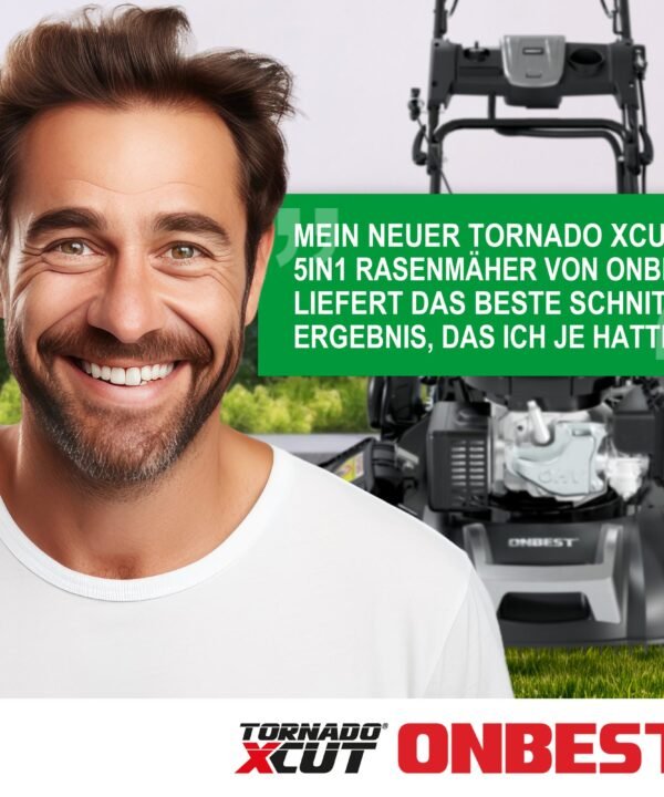 Onbest Benzinrasenmäher mit Antrieb Tornado X-Cut 5in1 Doppelmesser, 51 cm Schnittbreite, 6,5 PS, Mulchkit, Sograd-Lüfterrad - Image 8