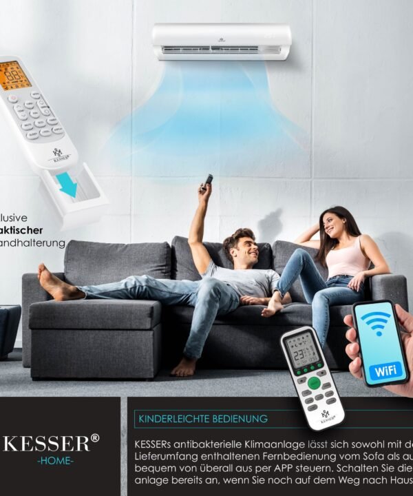 KESSER Split-Klimagerät Klimaanlage Set Split - mit WiFi/App Funktion Klimagerät 12000 BTU/h, Kühlen A++/ Heizen A+ - 3400 Watt Kältemittel R32 - Image 5