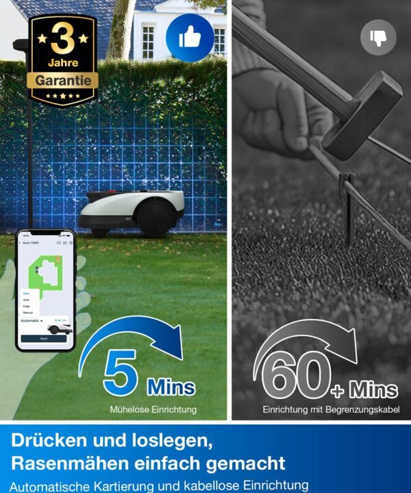 ECOVACS Rasenmähroboter GOAT O500 Panorama, bis 500 m² Rasenfläche, smart, ohne Begrenzungsdraht für max. 500m², -Mähen auf Knopfdruck - Image 4