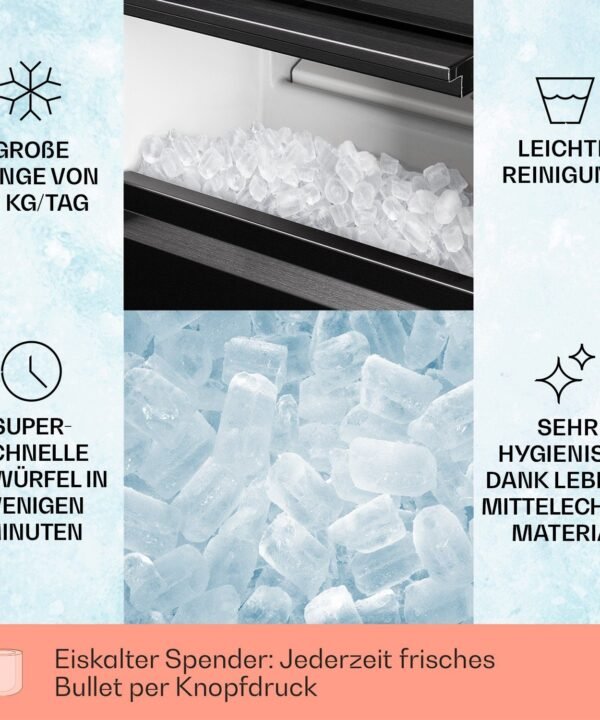Klarstein Eiswürfelmaschine Powericer, Eiswürfelbereiter Elektrisch Ice maker 20kg /Tag 1,8 L LED - Image 2