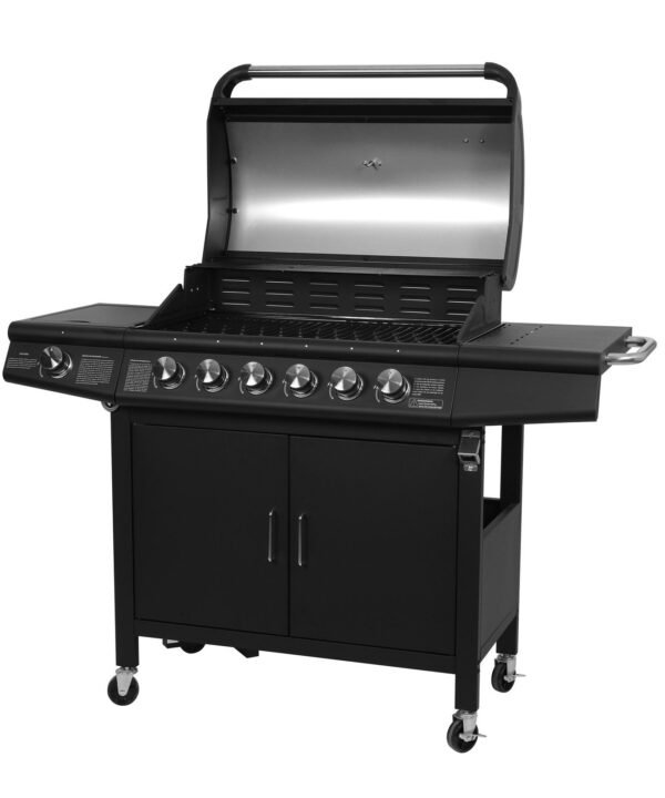 TAINO Gasgrill RED 6+1, Gasgrill-Set mit Abdeckhaube und Gasdruckminderer inkl. Schlauch, Standgrill, Seitenbrenner, Abdeckhaube, Gasdruckminderer mit Schlauch - Image 3