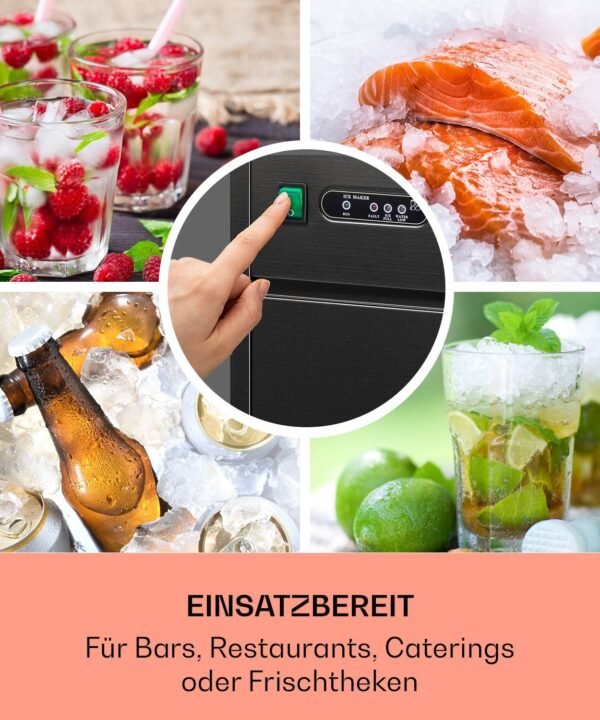 Klarstein Eiswürfelmaschine Powericer, Eiswürfelbereiter Elektrisch Ice maker 20kg /Tag 1,8 L LED - Image 3