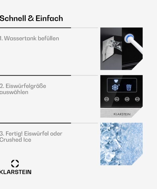 Klarstein Eiswürfelmaschine Eiszeit Crush, Eiswürfelmaschine mit Crushed Ice Eiswürfelbereiter Ice Cube Maker - Image 4