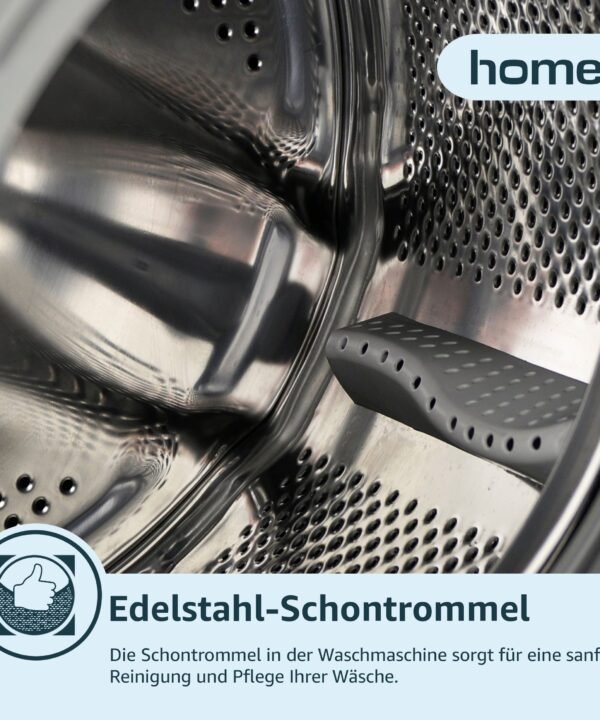 homeX Waschmaschine WF612C-W, 6 kg, 1200 U/min, Frontlader, Inverter Motor, Schontrommel, Leise & Effizient, 6kg, weiß - Image 5