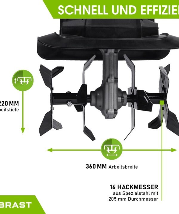 BRAST Elektromotorhacke Gartenfräse Kultivator Ackerfräse 1200-1500 Watt 36-45cm Arbeitsbreite, viele Modelle für kleine bis sehr große Rasenflächen, Elektro Motorhacke elektrische Motorhacke - Image 4