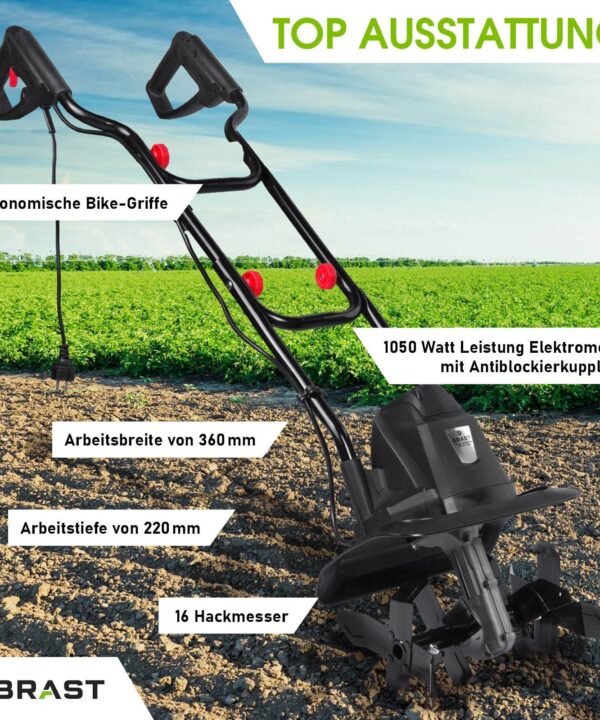 BRAST Elektromotorhacke Gartenfräse Kultivator Ackerfräse 1200-1500 Watt 36-45cm Arbeitsbreite, viele Modelle für kleine bis sehr große Rasenflächen, Elektro Motorhacke elektrische Motorhacke - Image 2
