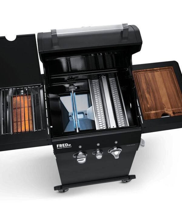BURNHARD Gasgrill Fred Jr., 2-Brenner, 900 Grad Infrarot-Keramikbrenner, Series 3, 10,5 kW, Gusseisenrost - Black Series, Pulverbeschichteter Stahl - Image 5