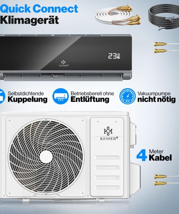KESSER Split-Klimagerät Klimaanlage Set Split - mit WiFi/App Funktion Klimagerät 9000 BTU/h, Kühlen A++/ Heizen A+ - 2.600 Watt Kältemittel R32 - Image 2