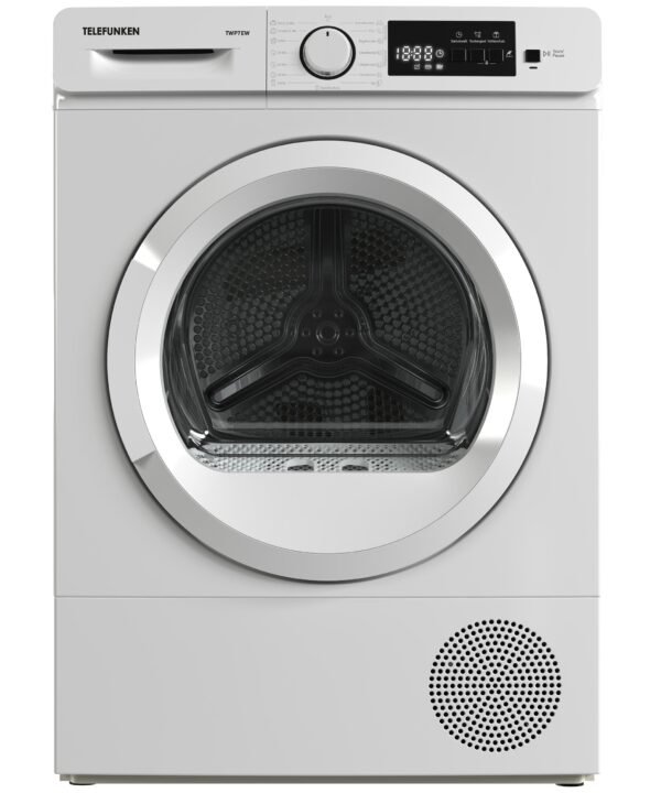 Telefunken Wärmepumpentrockner TWP7EW, 7 kg, 7kg Trockner mit Knitterschutz, Wäschetrockner mit 15 Programmen, weiß