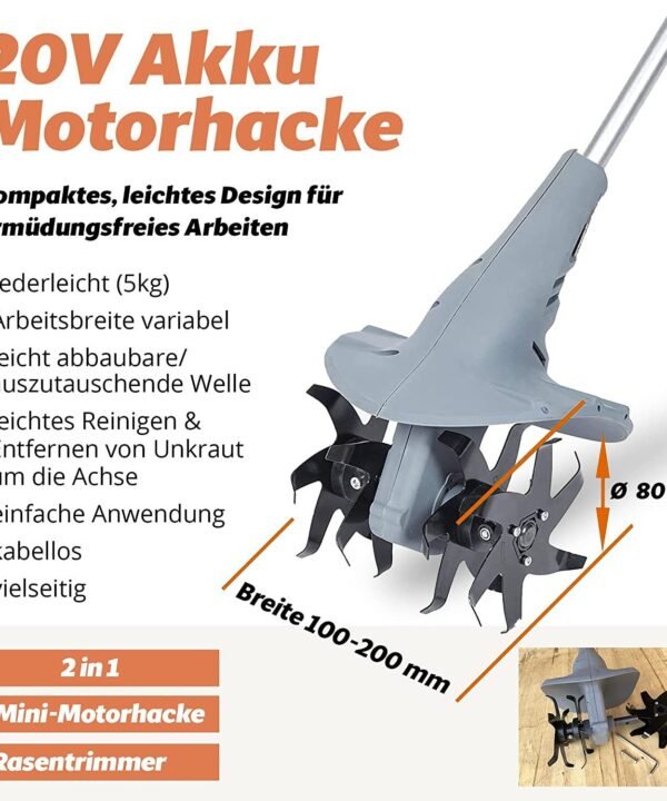 Fanztool Akku-Motorhacke FANZTOOL 20V Motorhacke Mini-Bodenhacke Bodenfräse Gartenhacke, Kombi-Set, Akku Gartenfräse, Akku Motorfräse - Image 2