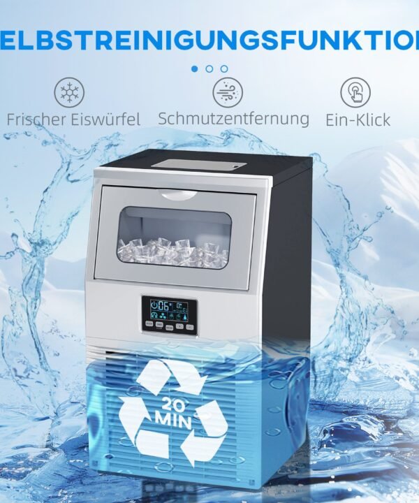 HOMCOM Eiswürfelmaschine Freistehender industrieller Eiswürfelbereiter mit digitaler Steuerung, 4 kg Eisspeicher, 30 kg,24 Stunden für Zuhause - Image 7