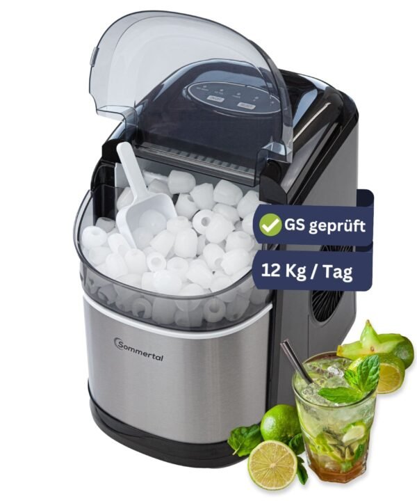Sommertal Eiswürfelmaschine Sommertal Eiswürfelmaschine EM12C, Ice Maker, schnelle Eisherstellung ab 6 Minuten, 12kg pro Tag - Image 11