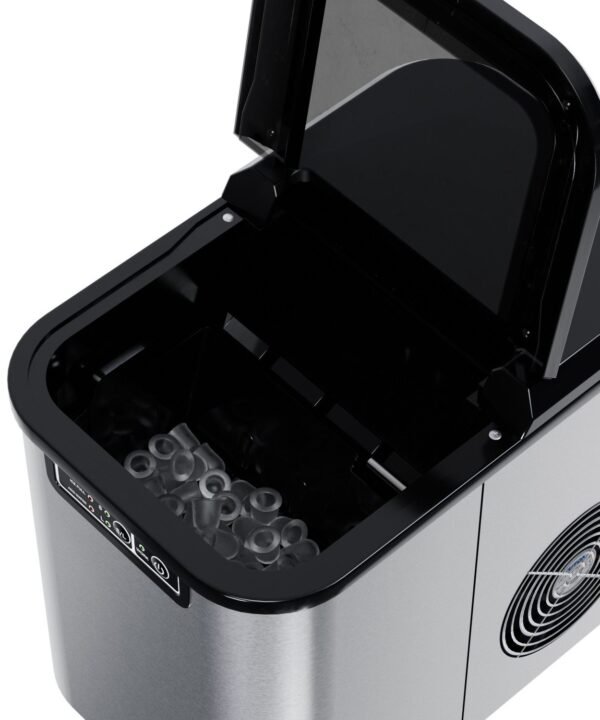TroniTechnik Eiswürfelmaschine Eiswürfelmaschine Ice Maker Eiswürfelbereiter inkl. Schaufel, Behälter, 2,2 Liter Wassertank, 12kg/24h, Würfelgrößen S/L, 150W, silber - Image 10