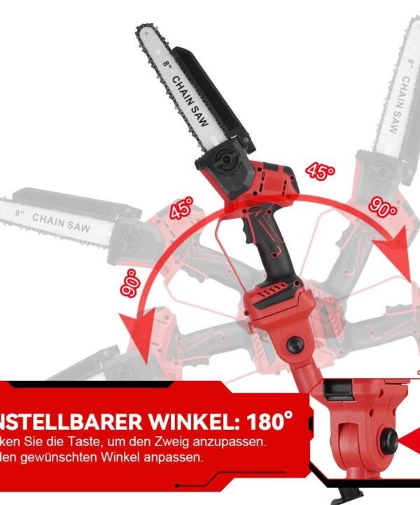 ONEVAN Akku-Hochentaster 8 Zoll Mini Kettensäge 2-In-1 Bürstenlose Teleskop Kettensäge, bis 2,01 m Arbeitshöhe, mit 2X Akku, 180° Abwinkelbarer,bis zu 2.01 m Arbeitslänge - Image 7