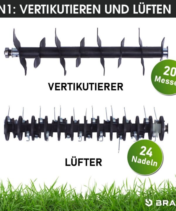BRAST Elektro-Vertikutierer / Lüfter 2000 Watt Kombi Gerät, 40,00 cm Arbeitsbreite, (2in1-Funktion, 1 Vertikutier- und 1 Lüfter-Walze), Moosentferner - Image 6
