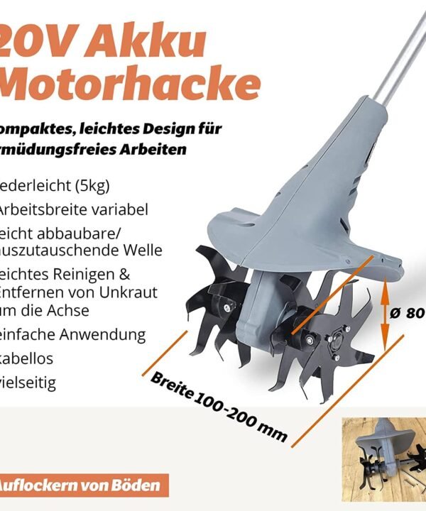 Fanztool Akku-Motorhacke 15B FANZTOOL 20V Motorhacke Bodenhacke Gartenhacke Kultivator, Akku Gartenfräse, Akku Motorfräse - Image 2