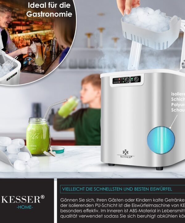 KESSER Eiswürfelmaschine, Eiswürfelbereiter Eiswürfelmaschine Edelstahl Ice Maker - Image 4