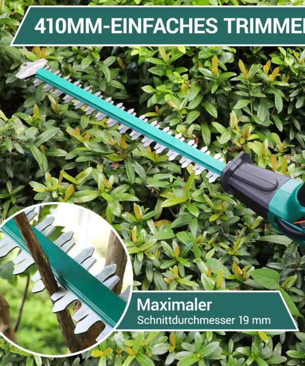 TLGREEN Akku-Heckenschere,Teleskop-Heckenschere Akku, Winkelverstellbare Heckenschere, bis 4,00 m Arbeitshöhe, mit 20V 4,0Ah Li-Ion Akku/Ladegerät, Akku Strauchschere - Image 2