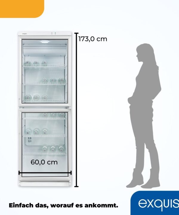 exquisit Getränkekühlschrank GKS350-2-GT-280D weiss, 173 cm hoch, 60 cm breit, 320 L Volumen, Getränkekühlschrank mit Glastür, LED - Image 12
