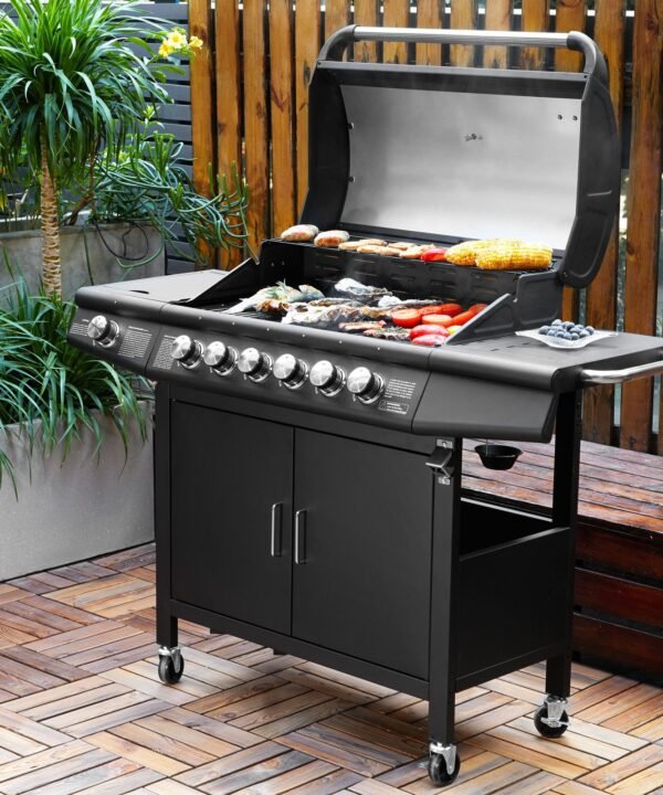 TAINO Gasgrill RED 6+1, Gasgrill-Set mit Abdeckhaube und Gasdruckminderer inkl. Schlauch, Standgrill, Seitenbrenner, Abdeckhaube, Gasdruckminderer mit Schlauch - Image 10