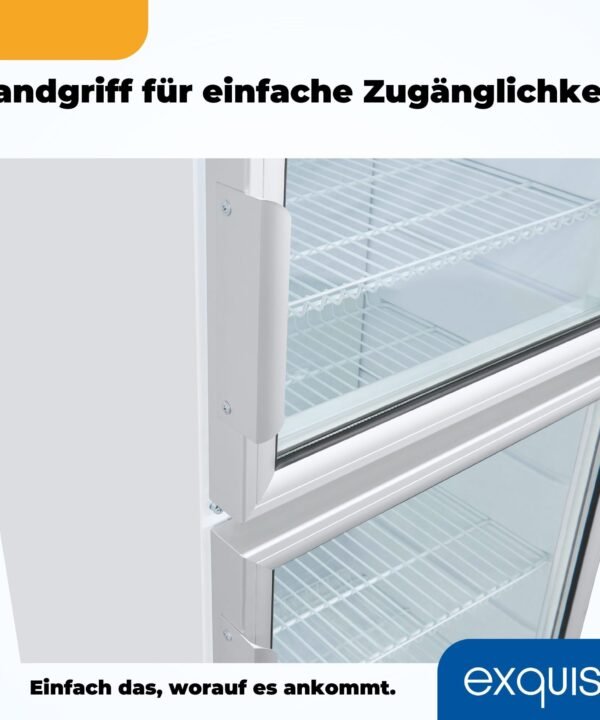 exquisit Getränkekühlschrank GKS350-2-GT-280D weiss, 173 cm hoch, 60 cm breit, 320 L Volumen, Getränkekühlschrank mit Glastür, LED - Image 7