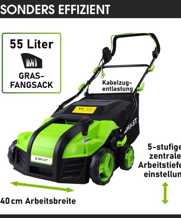 BRAST Elektro-Vertikutierer / Lüfter 2000 Watt Kombi Gerät, 40,00 cm Arbeitsbreite, (2in1-Funktion, 1 Vertikutier- und 1 Lüfter-Walze), Moosentferner - Image 3