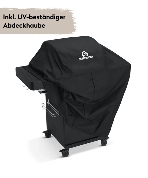 BURNHARD Gasgrill Fred Jr., 2-Brenner, 900 Grad Infrarot-Keramikbrenner, Series 3, 10,5 kW, Gusseisenrost - Black Series, Pulverbeschichteter Stahl - Image 4