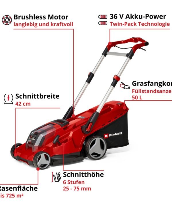 Einhell Akkurasenmäher Einhell Power X-Change RASARRO 36/42, 42 cm Schnittbreite, mit 2x Akku 18V/5,2Ah und 1x Ladegerät - Image 3