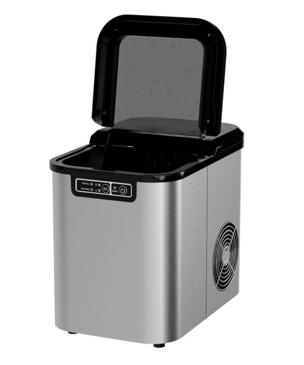 TroniTechnik Eiswürfelmaschine Eiswürfelmaschine Ice Maker Eiswürfelbereiter inkl. Schaufel, Behälter, 2,2 Liter Wassertank, 12kg/24h, Würfelgrößen S/L, 150W, silber - Image 12