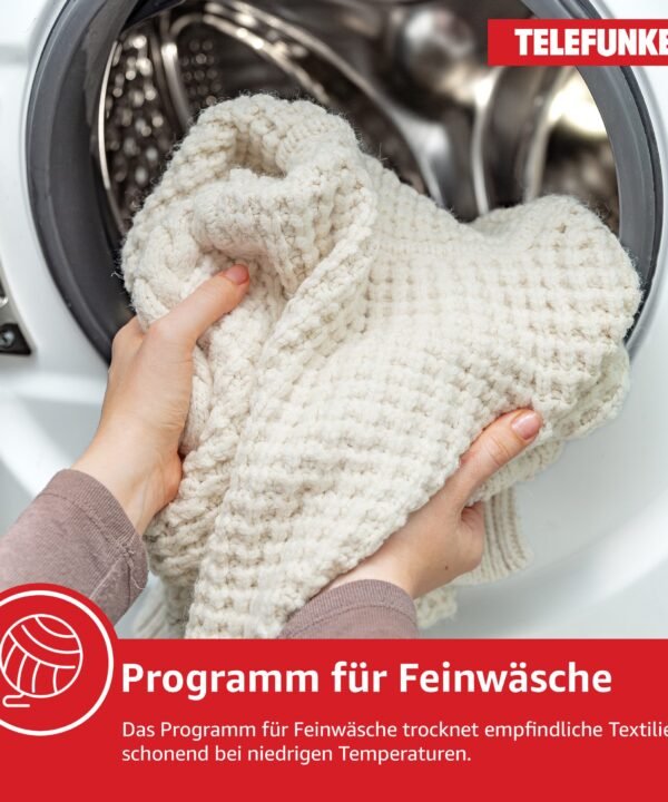 Telefunken Wärmepumpentrockner TWP7EW, 7 kg, 7kg Trockner mit Knitterschutz, Wäschetrockner mit 15 Programmen, weiß - Image 4
