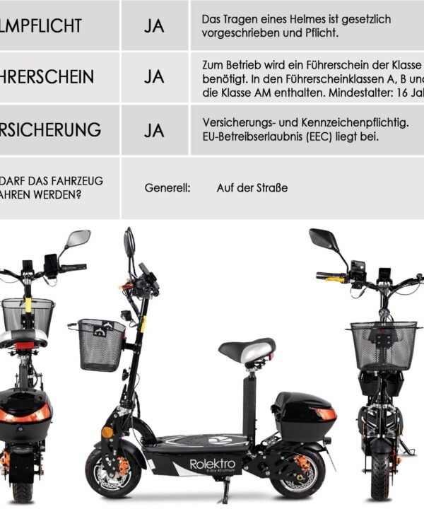 Rolektro E-Motorroller Rolektro E-Joy 45 Lithium, 1000 W, 45 km/h, bis zu 50 km Reichweite, mit USB-Anschluss - Image 8
