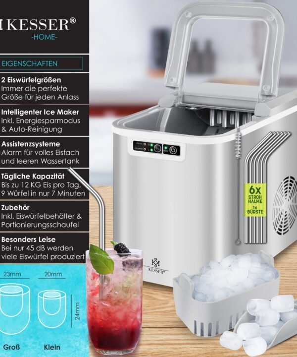 KESSER Eiswürfelmaschine, Eiswürfelbereiter Eiswürfelmaschine Edelstahl Ice Maker - Image 2