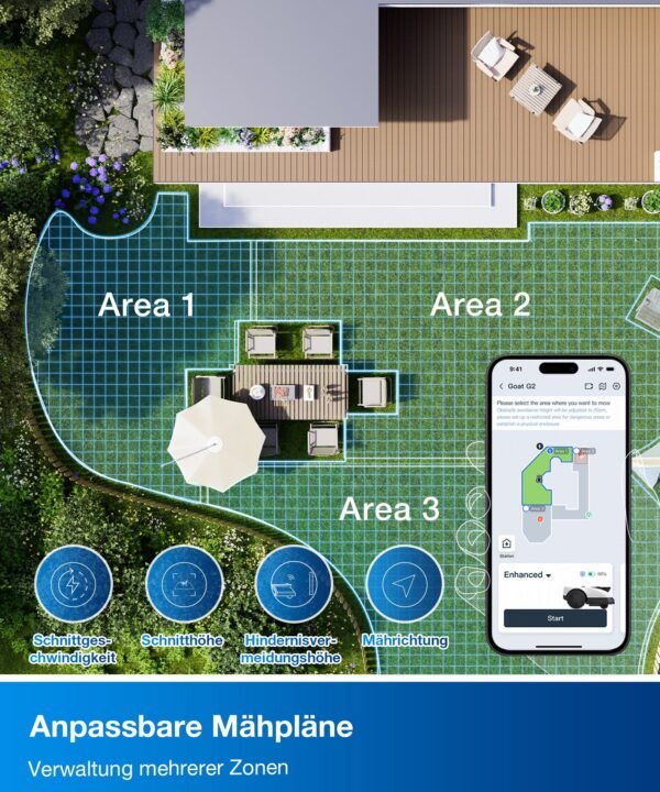 ECOVACS Rasenmähroboter GOAT O500 Panorama, bis 500 m² Rasenfläche, smart, ohne Begrenzungsdraht für max. 500m², -Mähen auf Knopfdruck - Image 10
