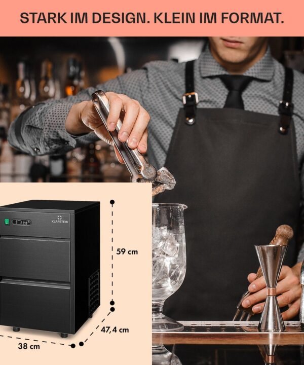 Klarstein Eiswürfelmaschine Powericer, Eiswürfelbereiter Elektrisch Ice maker 20kg /Tag 1,8 L LED - Image 6