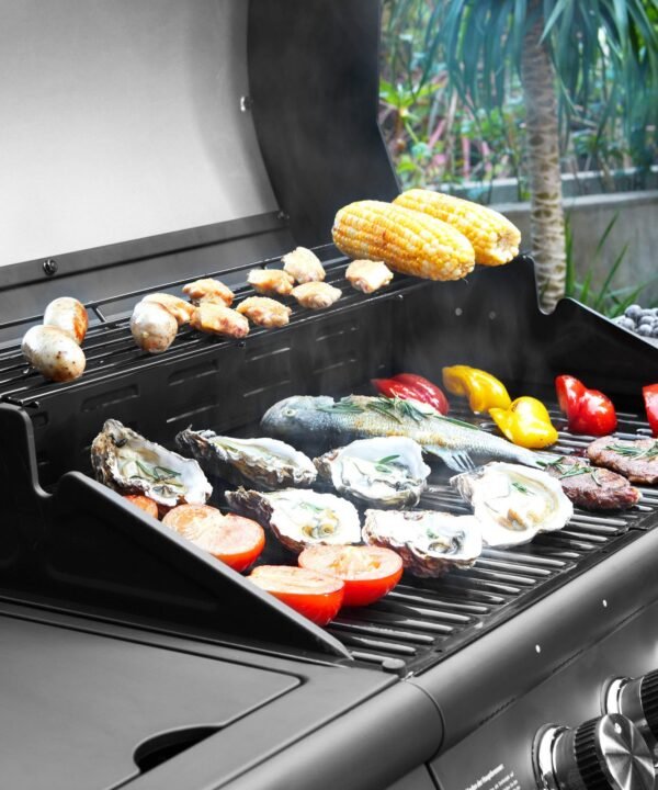 TAINO Gasgrill RED 6+1, Gasgrill-Set mit Abdeckhaube und Gasdruckminderer inkl. Schlauch, Standgrill, Seitenbrenner, Abdeckhaube, Gasdruckminderer mit Schlauch - Image 11