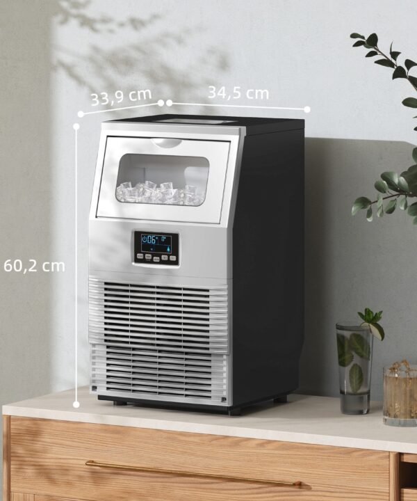 HOMCOM Eiswürfelmaschine Freistehender industrieller Eiswürfelbereiter mit digitaler Steuerung, 4 kg Eisspeicher, 30 kg,24 Stunden für Zuhause - Image 3