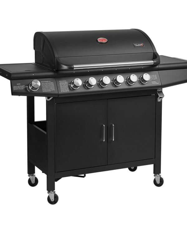 TAINO Gasgrill RED 6+1, Gasgrill-Set mit Abdeckhaube und Gasdruckminderer inkl. Schlauch, Standgrill, Seitenbrenner, Abdeckhaube, Gasdruckminderer mit Schlauch - Image 2