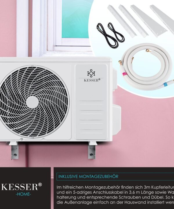 KESSER Split-Klimagerät Klimaanlage Set Split - mit WiFi/App Funktion Klimagerät 12000 BTU/h, Kühlen A++/ Heizen A+ - 3400 Watt Kältemittel R32 - Image 6