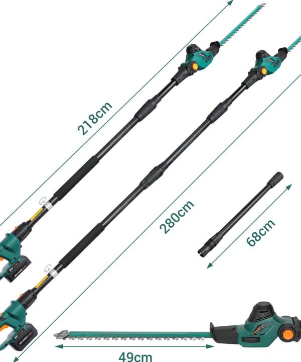 TLGREEN Akku-Heckenschere,Teleskop-Heckenschere Akku, Winkelverstellbare Heckenschere, bis 4,00 m Arbeitshöhe, mit 20V 4,0Ah Li-Ion Akku/Ladegerät, Akku Strauchschere - Image 7