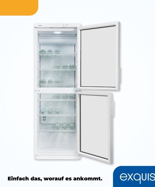 exquisit Getränkekühlschrank GKS350-2-GT-280D weiss, 173 cm hoch, 60 cm breit, 320 L Volumen, Getränkekühlschrank mit Glastür, LED - Image 6