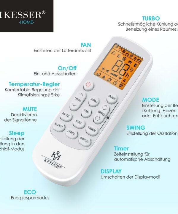 KESSER Split-Klimagerät Klimaanlage Set Split - mit WiFi/App Funktion Klimagerät 12000 BTU/h, Kühlen A++/ Heizen A+ - 3400 Watt Kältemittel R32 - Image 9