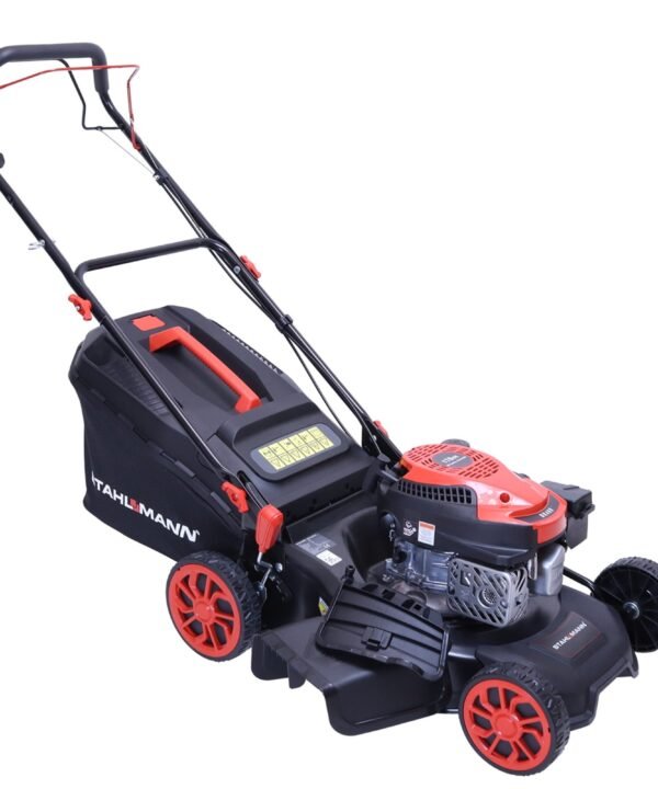 Stahlmann Benzinrasenmäher Rasenmäher Benzin mit Antrieb BR460 – 5,4PS (4,0kW) 170ccm mit Antrieb, 46 cm Schnittbreite, 46cm Schnittbreite, Mulchen, EasyClean, Große Räder, 60L Korb - Image 8