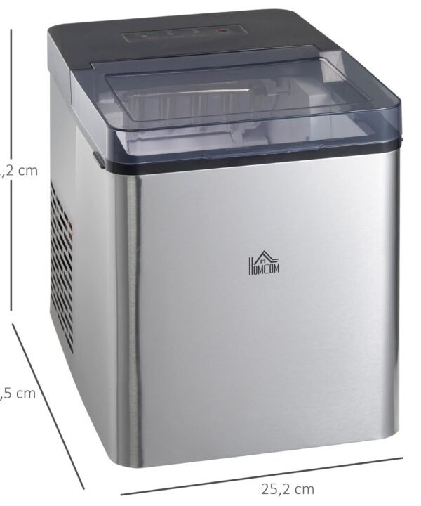 HOMCOM Eiswürfelmaschine Eiswürfelbereiter, 5 kg/24h 1,6 L, Ice Maker mit 2,1 L Wassertank, BxLxH: 37,5x25,2x31,2 cm, Schwarz - Image 3